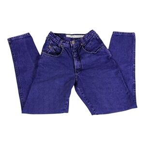 Zena Jeans Tapered High Rise Women 5 Purple Vintage 80s 90s Button Fly Mom Denim